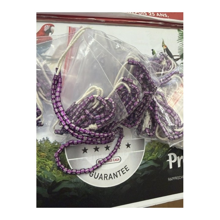 10 Bagues alu année 2027 couleur violet gravure blanche 5.5 mm