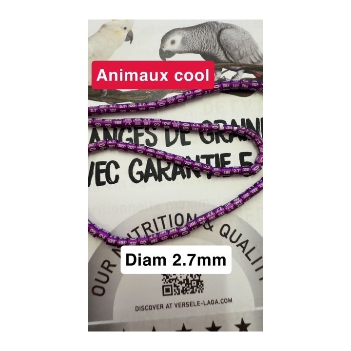 10 Bagues alu année 2027 couleur violet gravure blanche 2.7mm