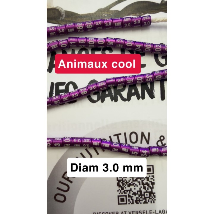 10 Bagues alu année 2027 couleur violet gravure blanche 3.0mm