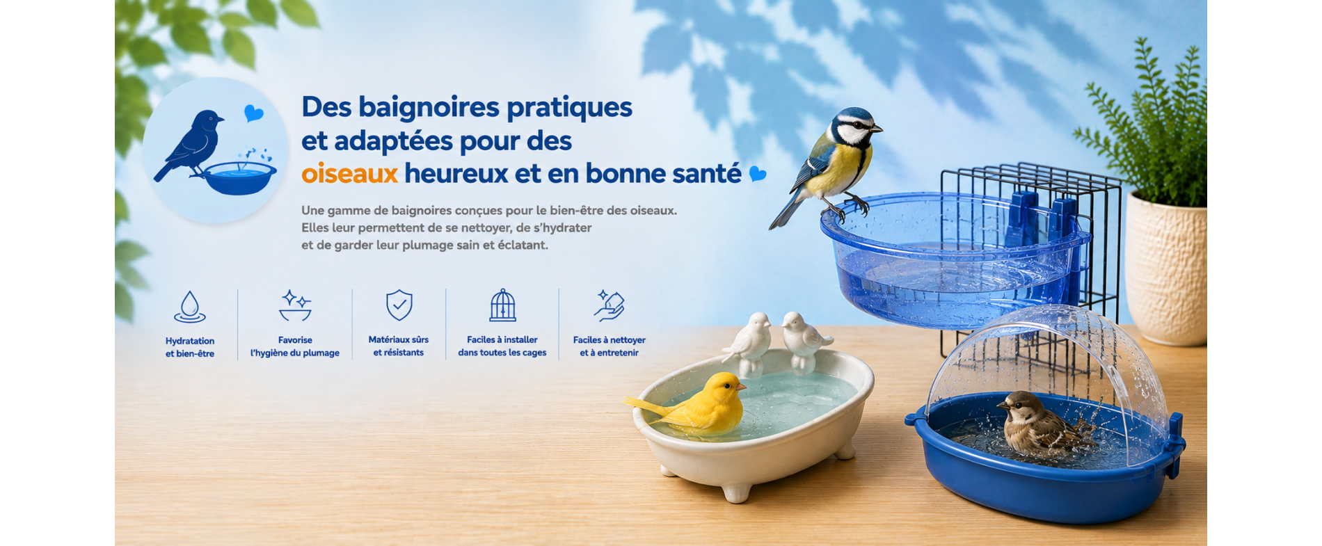 Baignoires pour oiseaux | Bien-être et hygiène | AnimauxCool