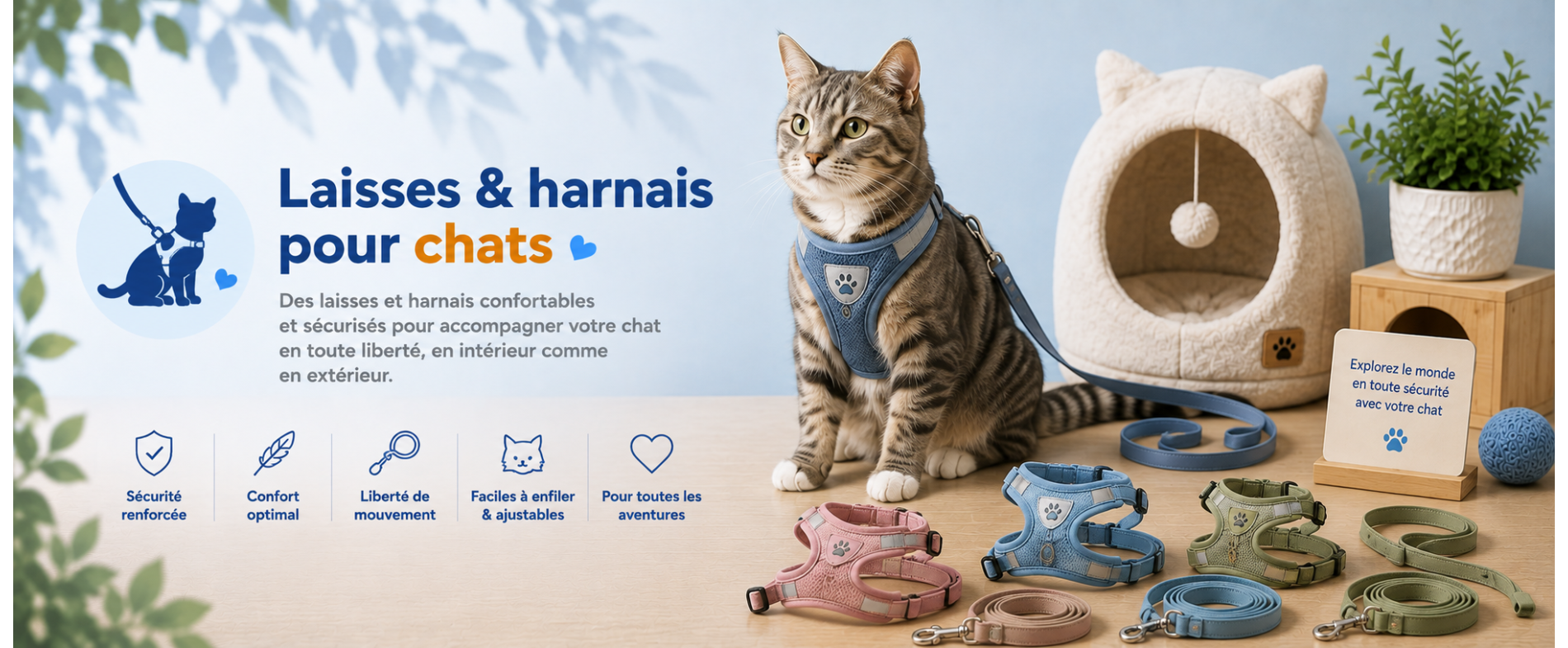 Harnais et laisses pour chats | AnimauxCool